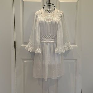 McQ by Alexander McQueen White Semi Sheer Gauzy Dress Rehearsal Dinner/Shower